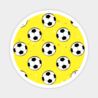 Football / Soccer Balls - Seamless Pattern on Yellow Background Magnet